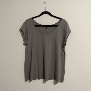 Eileen Fisher Georgette Crepe Silk Top Gray Large